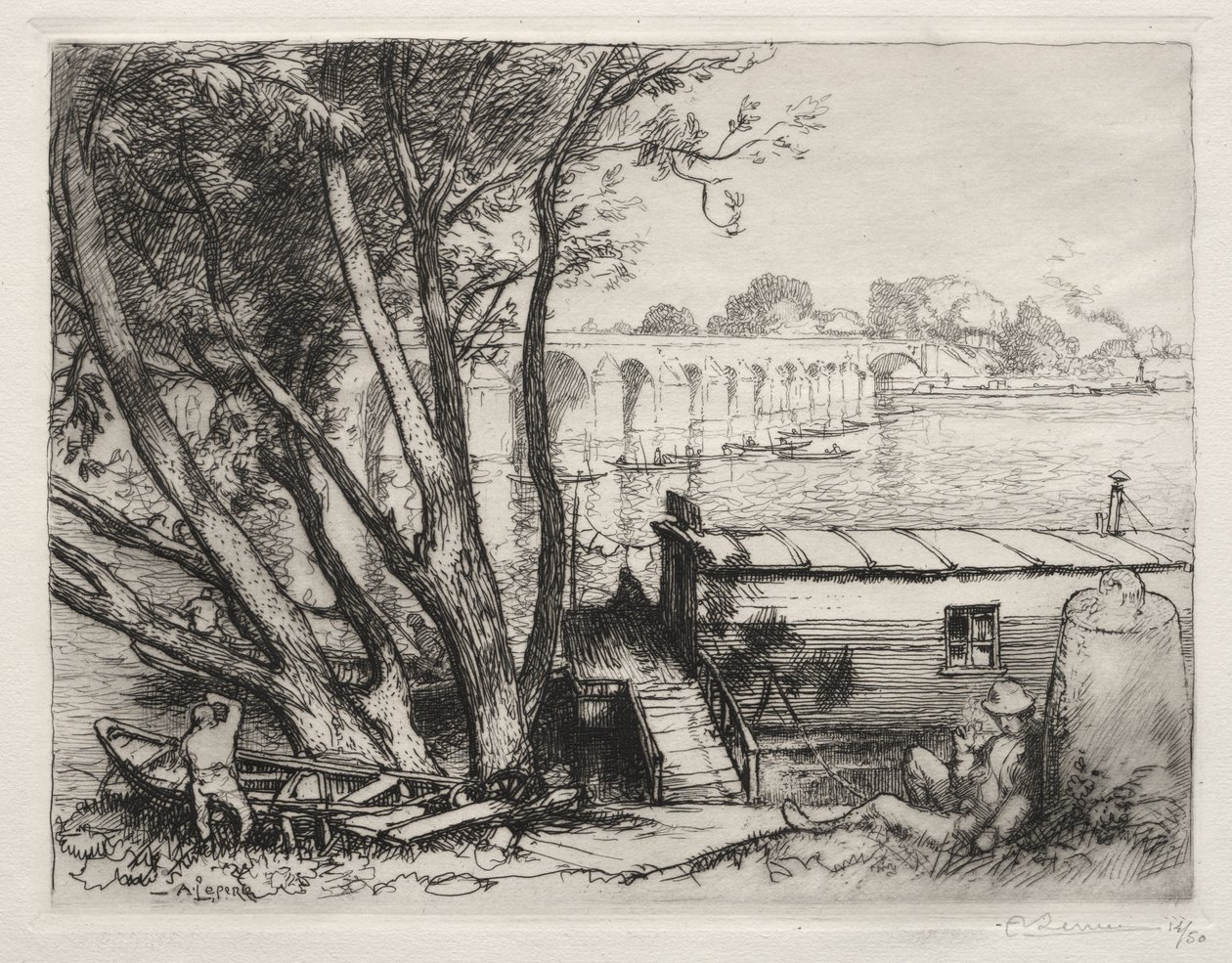 The Bridge of Poissy by Auguste Louis Lepère