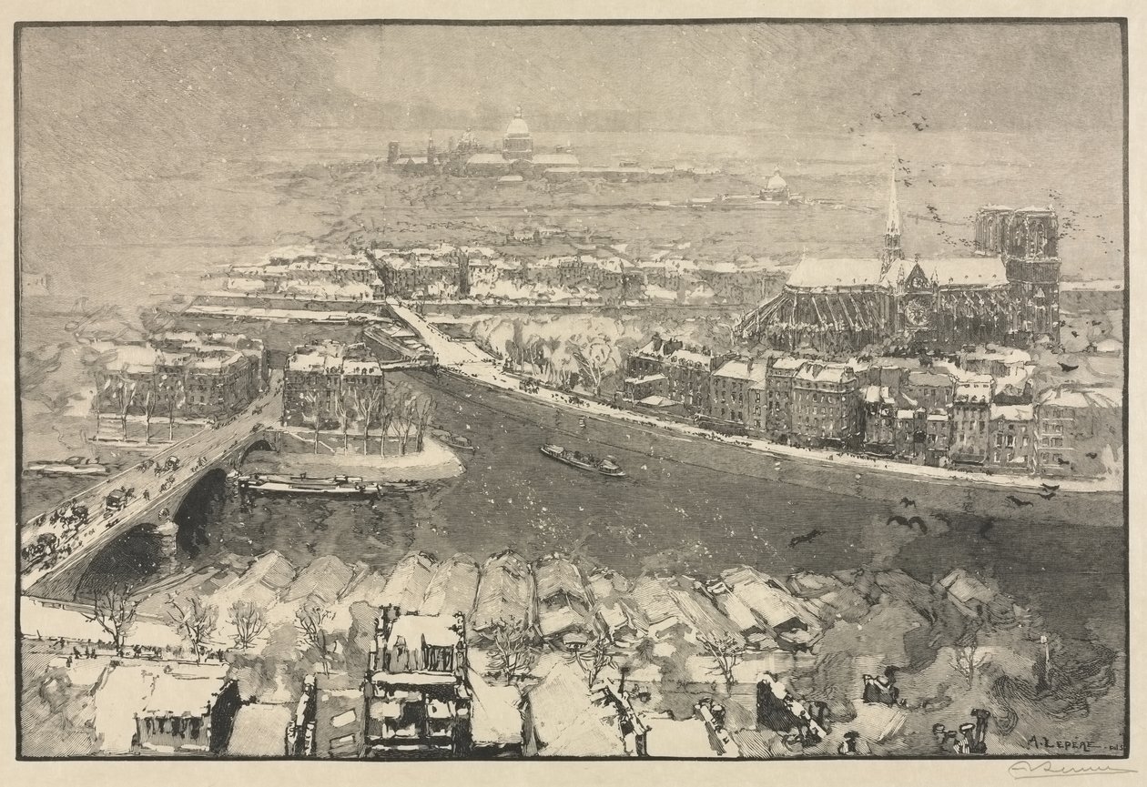Paris under Snow by Auguste Louis Lepère