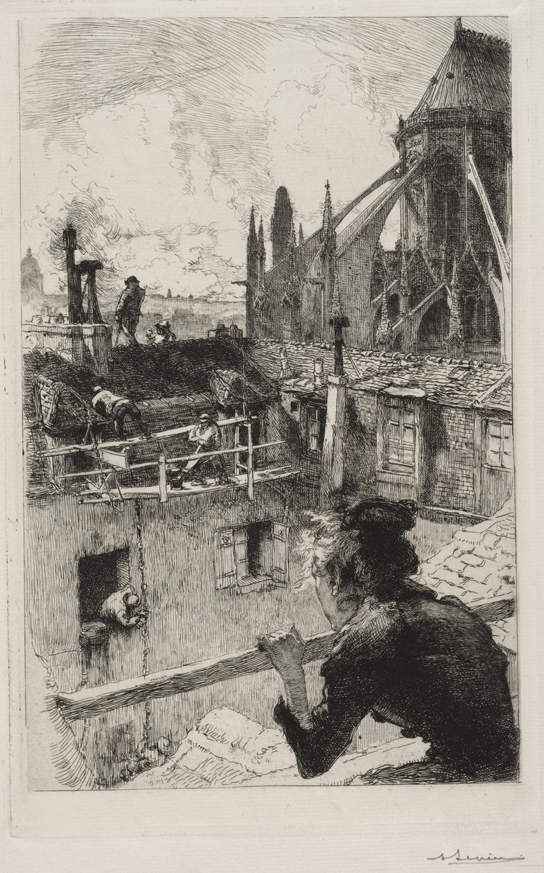 On the Roofs near Notre Dame by Auguste Louis Lepère