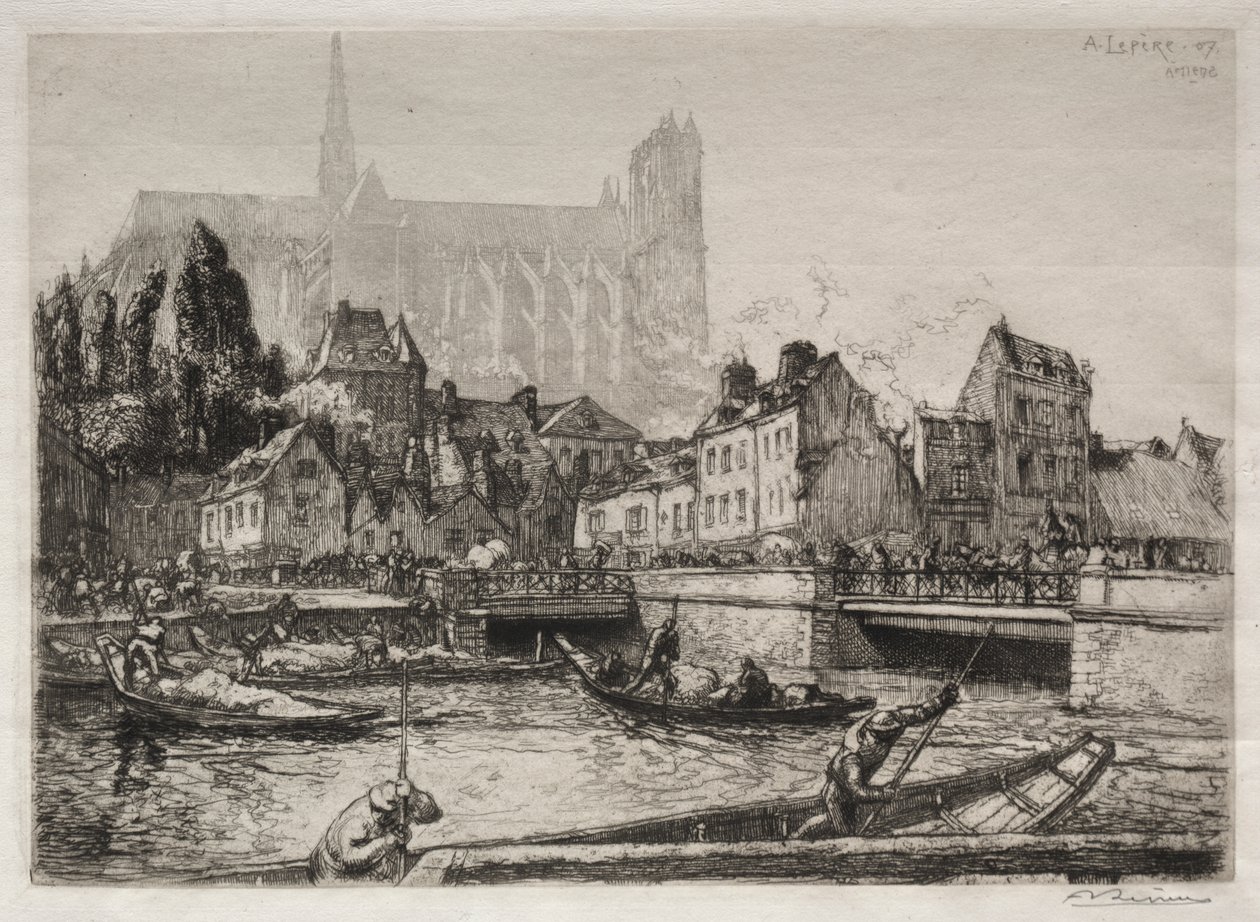 Arrival of Vegetables - Amiens by Auguste Louis Lepère