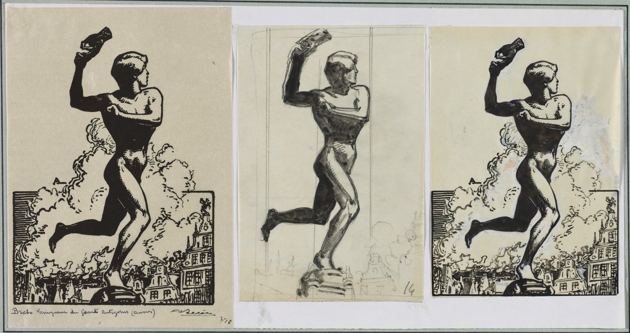 Brado, Victor of the Giant Antigoras by Auguste Louis Lepère