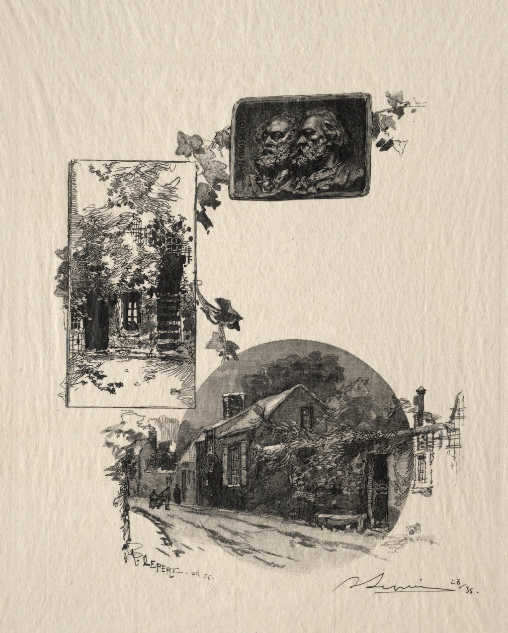 Entrance to the Rousseau Workshop and the House of Millet, 1887 by Auguste Louis Lepère