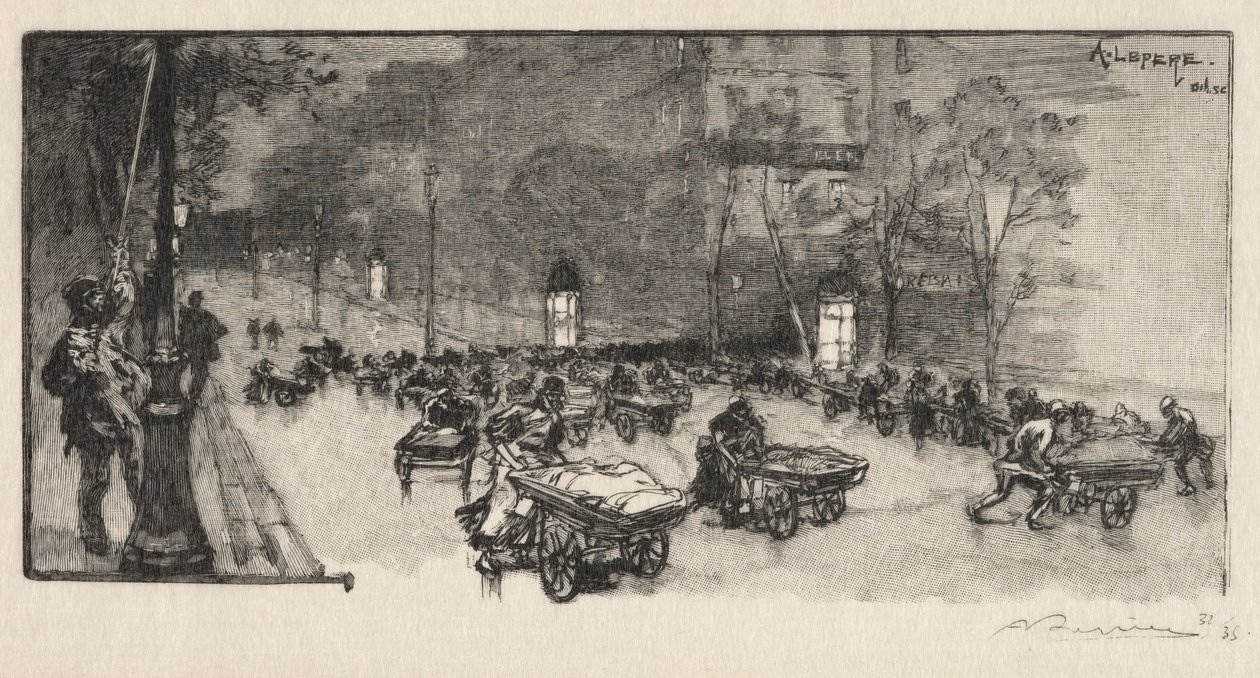 Le Boulevard, au Coin du Fauborg Montmartre by Auguste Louis Lepère