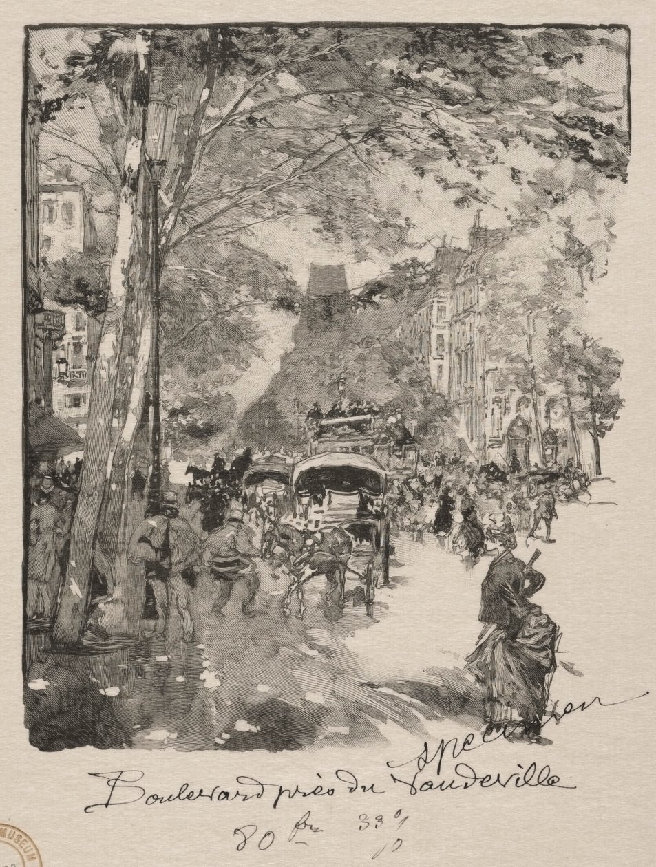 Le Boulevard près du Vaudeville by Auguste Louis Lepère