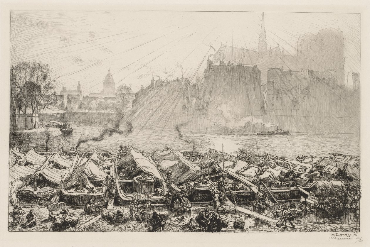 Le Grande Marché aux Pommes, 1917 by Auguste Louis Lepère