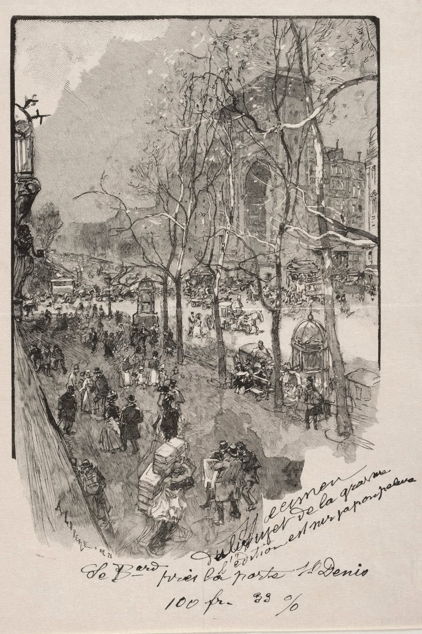 The Boulevards, near the Porte St. Denis by Auguste Louis Lepère