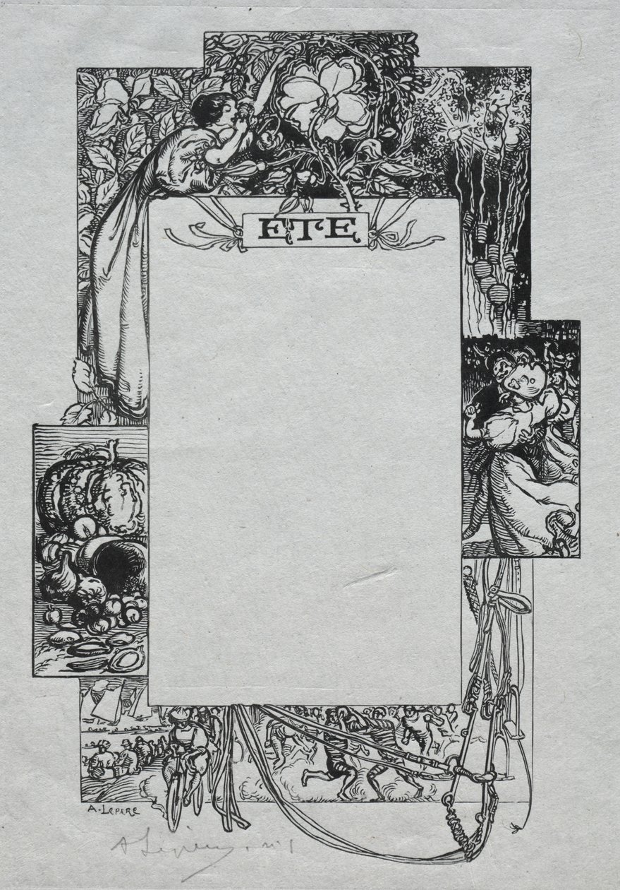 Paris Almanac, 1897: Decorative Border, Summer by Auguste Louis Lepère