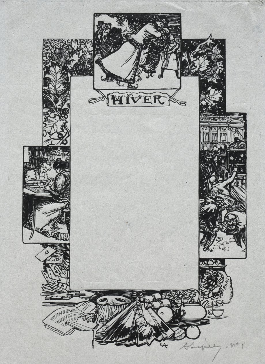Paris Almanac, 1897: Decorative Border, Winter by Auguste Louis Lepère