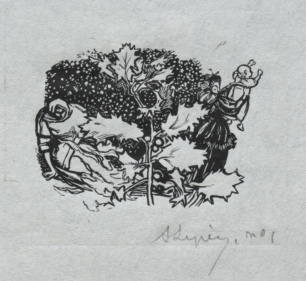 Paris Almanac, 1897: Tail-piece, Winter by Auguste Louis Lepère