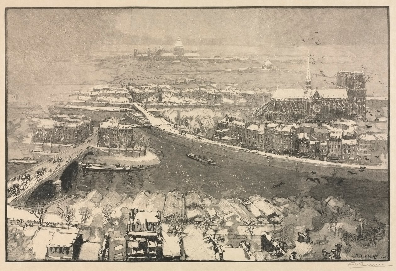 Paris under Snow by Auguste Louis Lepère
