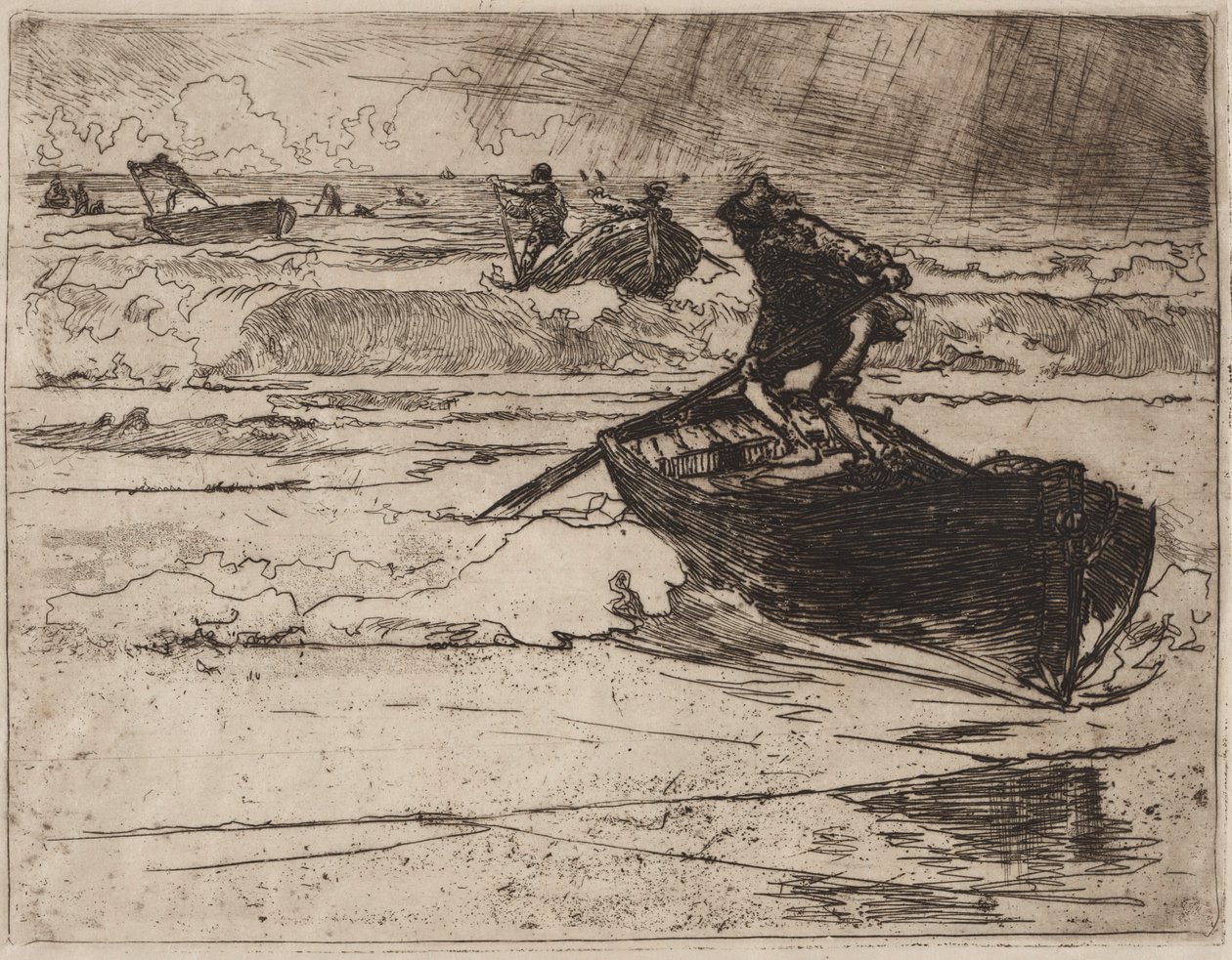 Fishermen Fleeing the Storm by Auguste Louis Lepère