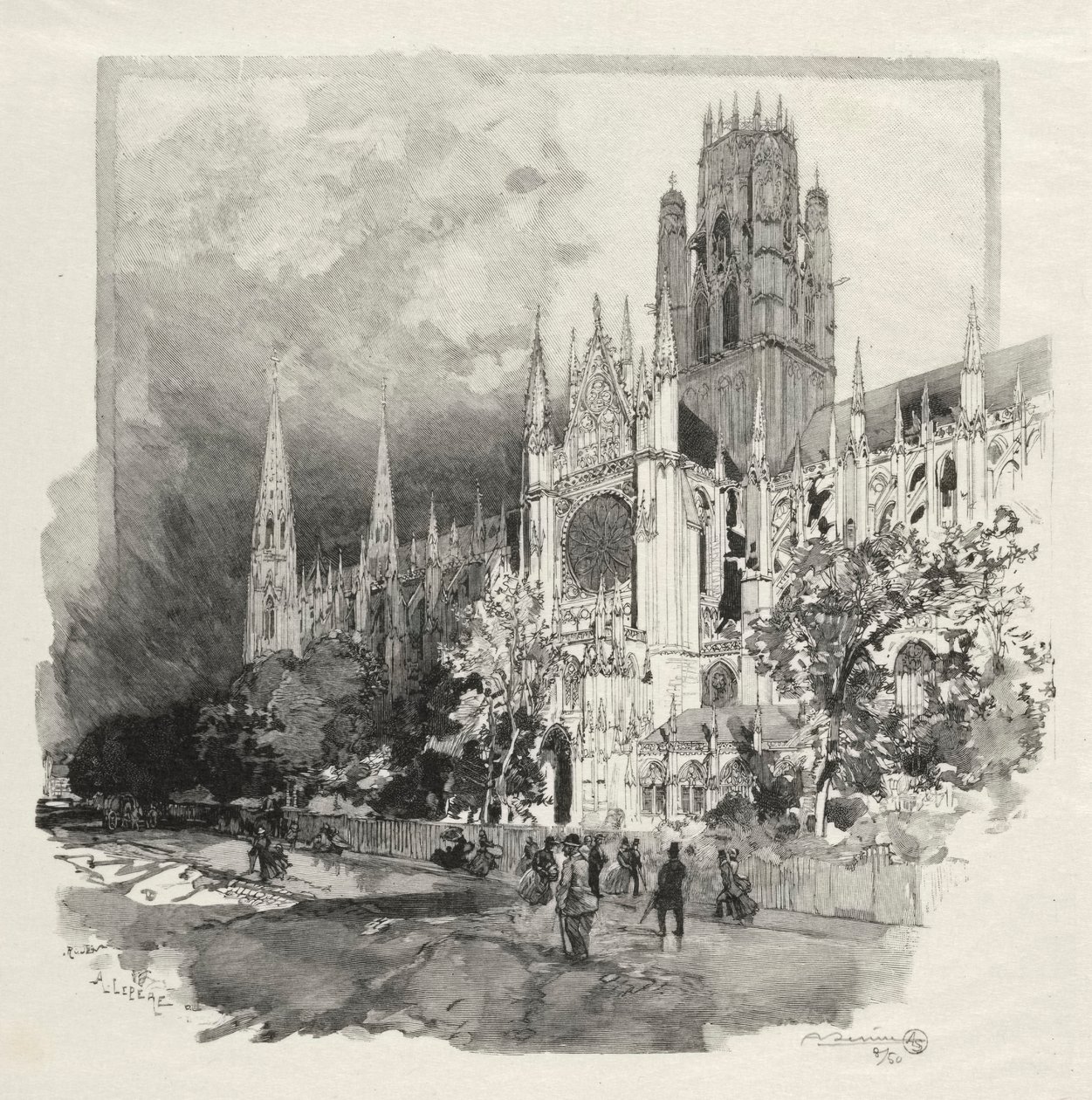 Rouen Illustrated: Church of Saint Ouen by Auguste Louis Lepère