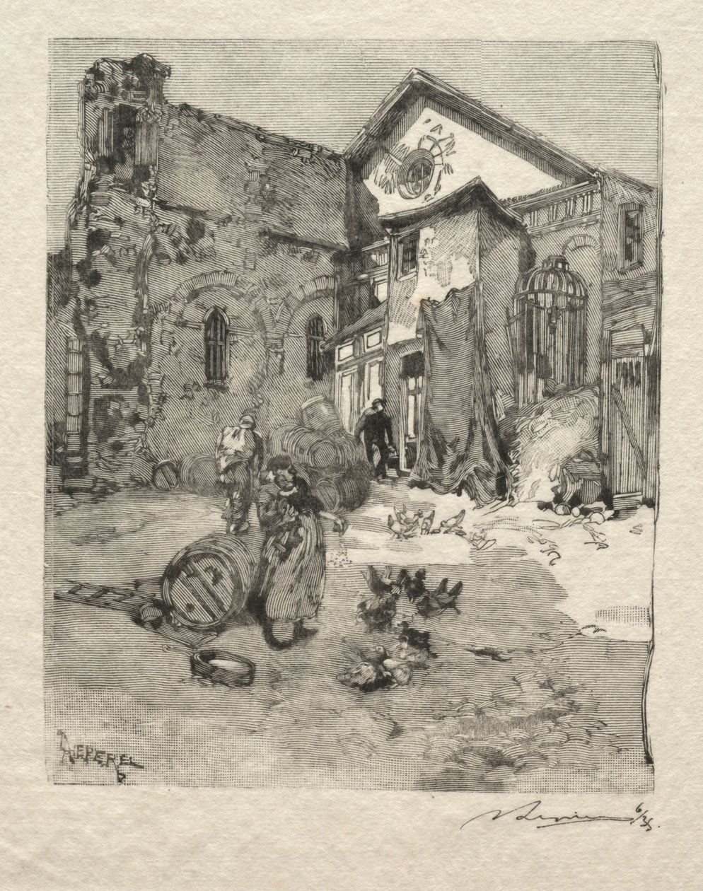 St. Julien le Pauvre: Le Portail by Auguste Louis Lepère