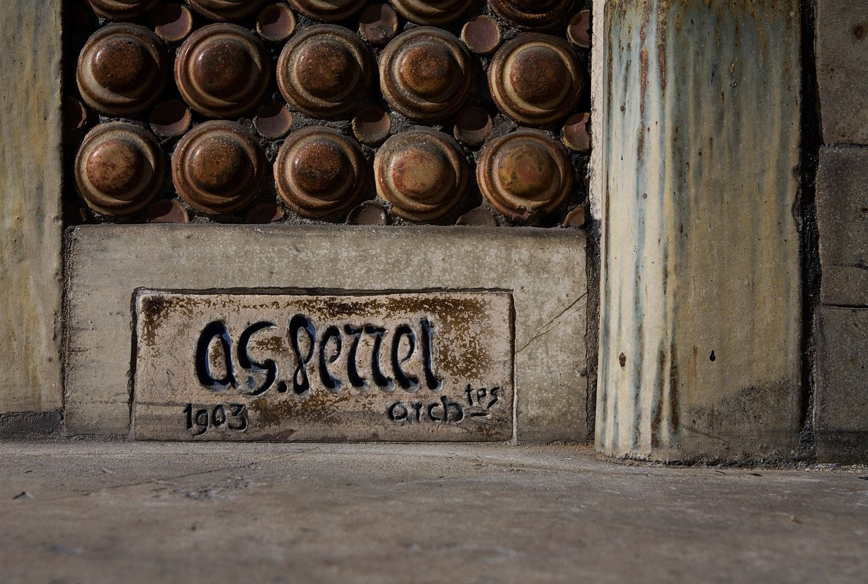 Facade of a Residential Property, Detail with the Signature by Auguste Perret
