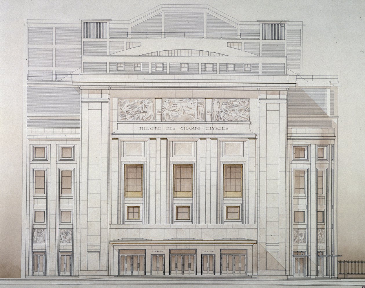 Theatre des Champs-Elysees: Facade - Project by Perret by Auguste Perret