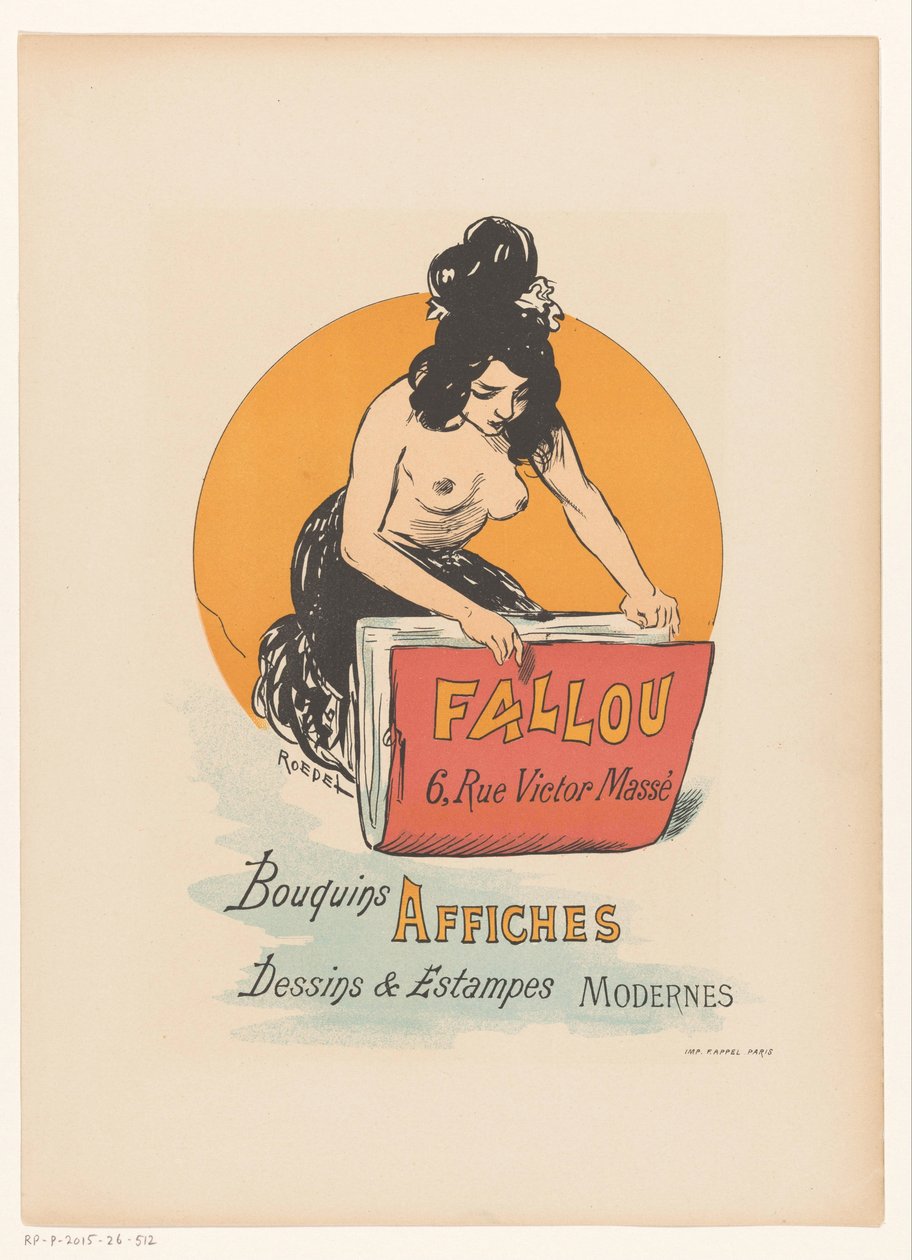 Poster for Book and Print Shop Fallou in Paris by Auguste Roedel