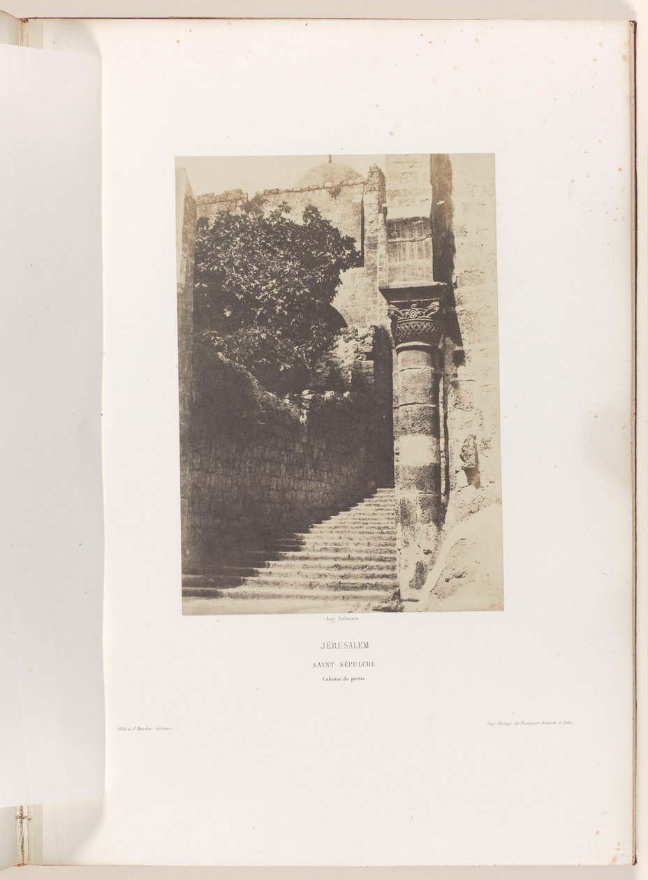 Column in the forecourt of the Church of the Holy Sepulchre in Jerusalem by Auguste Salzmann