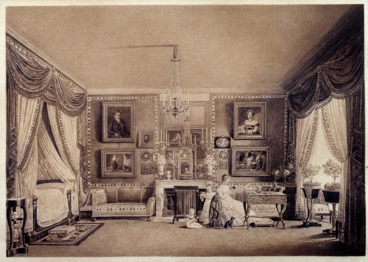 Bedroom of the Duchess of Berry at the Tuileries by Auguste Simon Garneray
