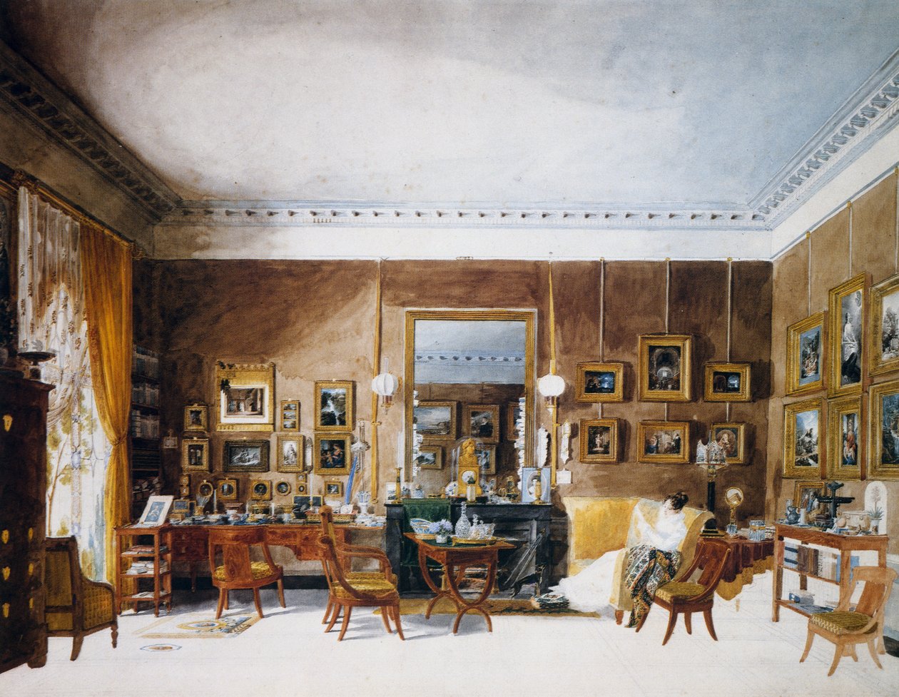 Living room of Duchess of Berry at Tuileries by Auguste Simon Garneray