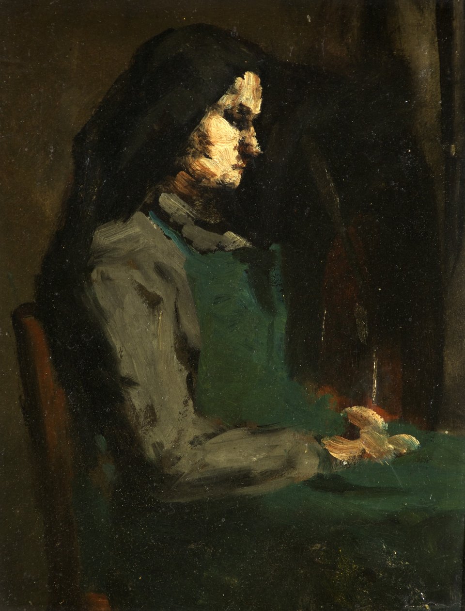 Woman with a Green Apron by Auguste Theodule Ribot