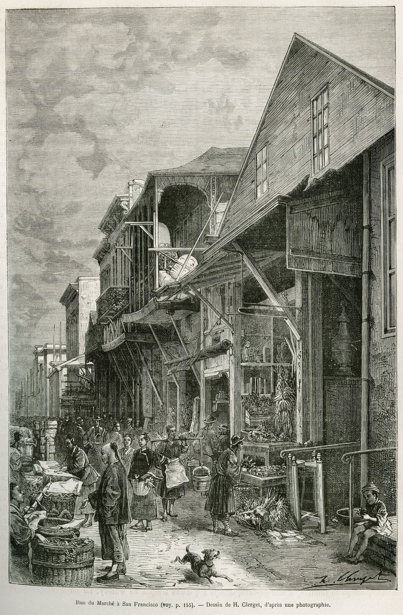 The street of the Marche in San Francisco (Engraving after A. Deroy