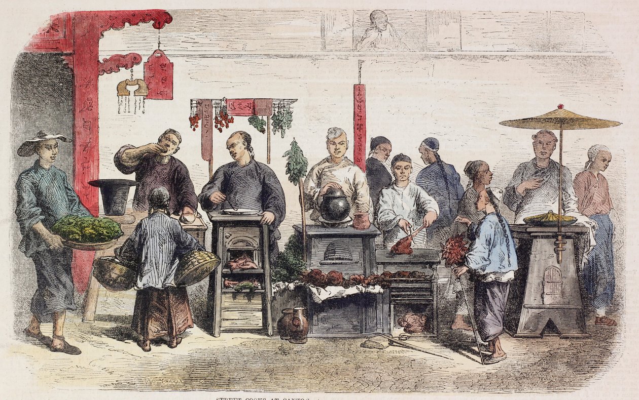 Street Cooks at Canton by Auguste after Borget