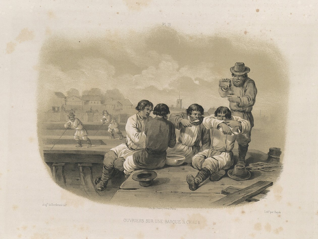 Builders on a boat From: The Construction of the Saint Isaacs Cathedral, 1845 by Auguste de Montferrand