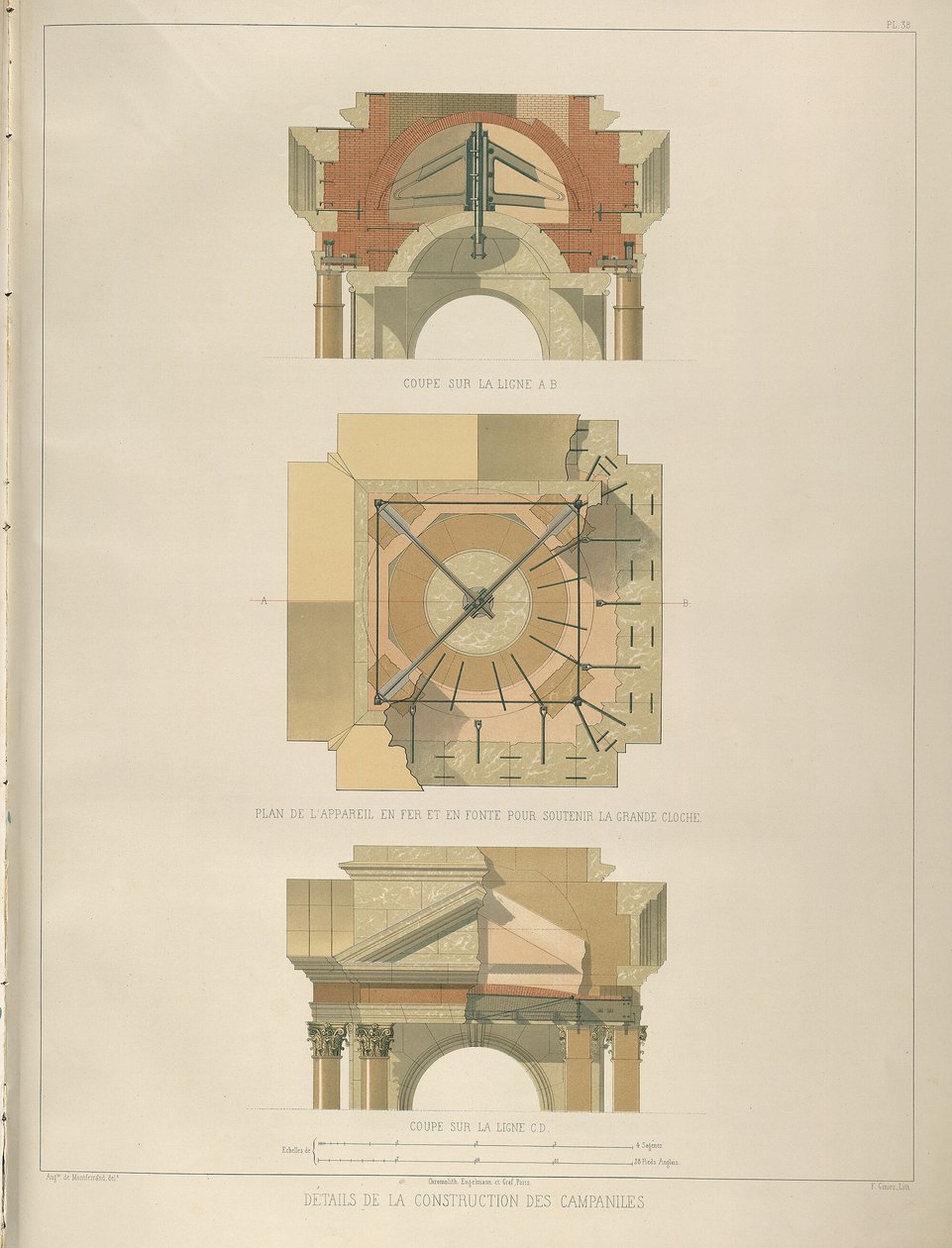 Detail of the bell tower construction from The Construction of the Saint Isaacs Cathedral, 1845 by Auguste de Montferrand