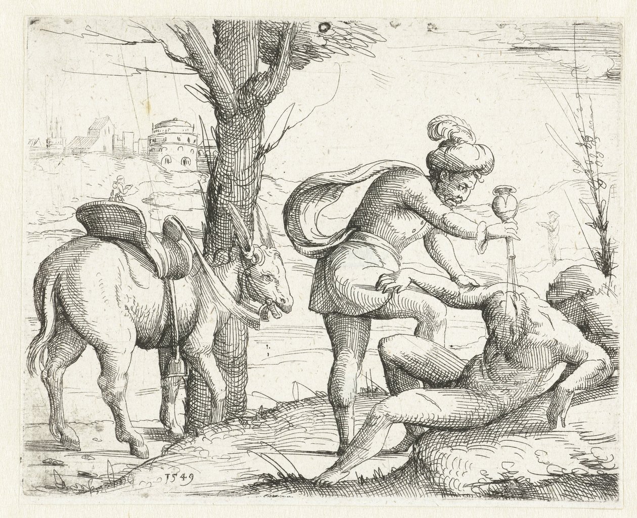 The Good Samaritan (Concordance of the Old and New Testament) by Augustin Hirschvogel