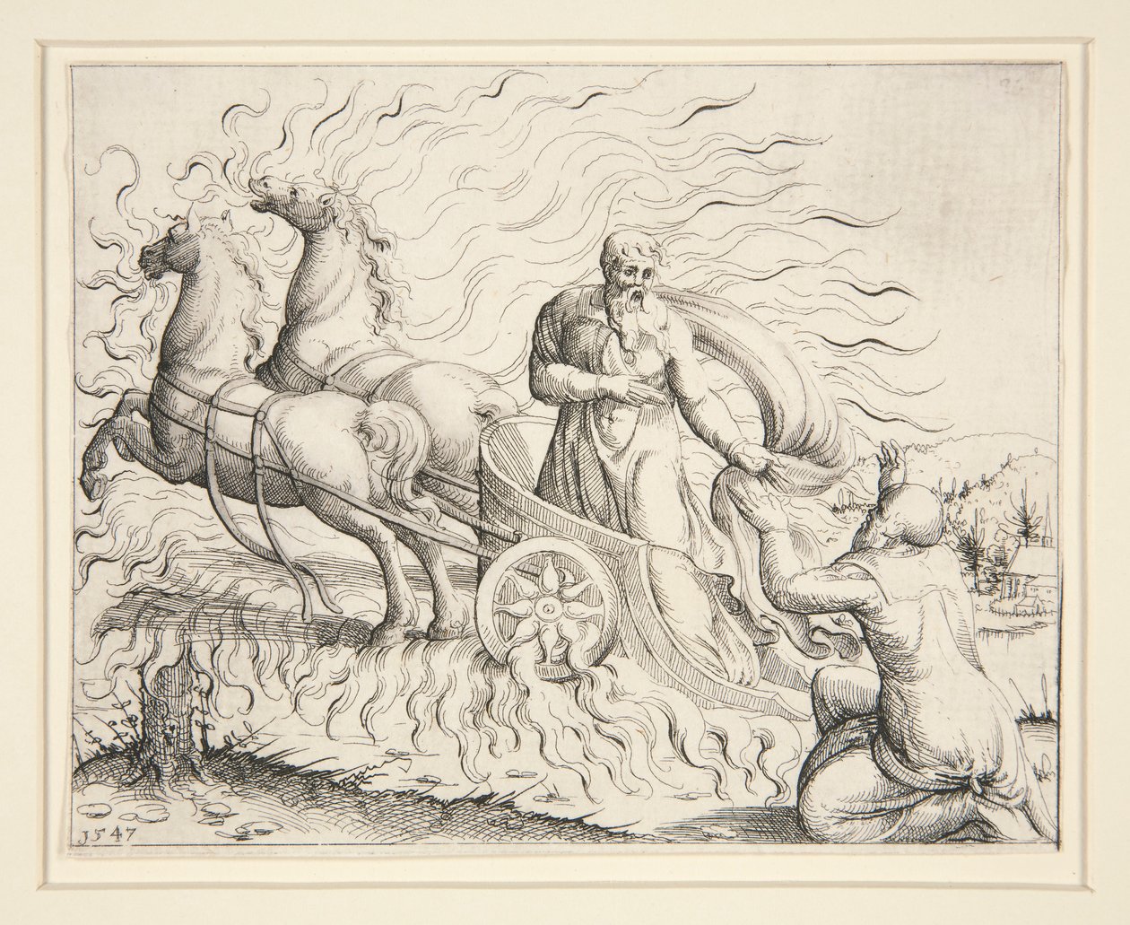 Elijah in the Fiery Chariot by Augustin Hirschvogel