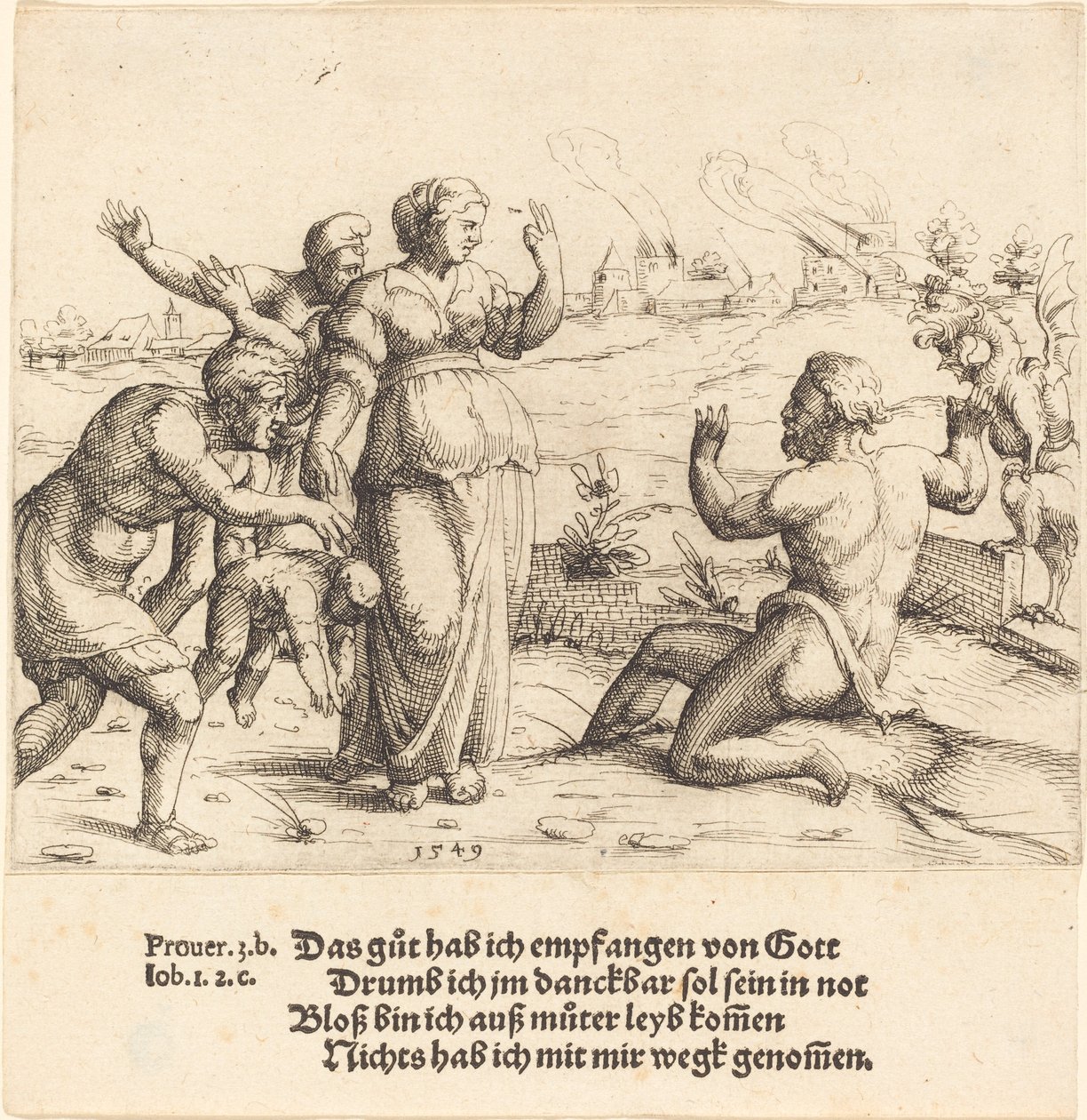 Job Learns of His Misfortunes, 1549 by Augustin Hirschvogel