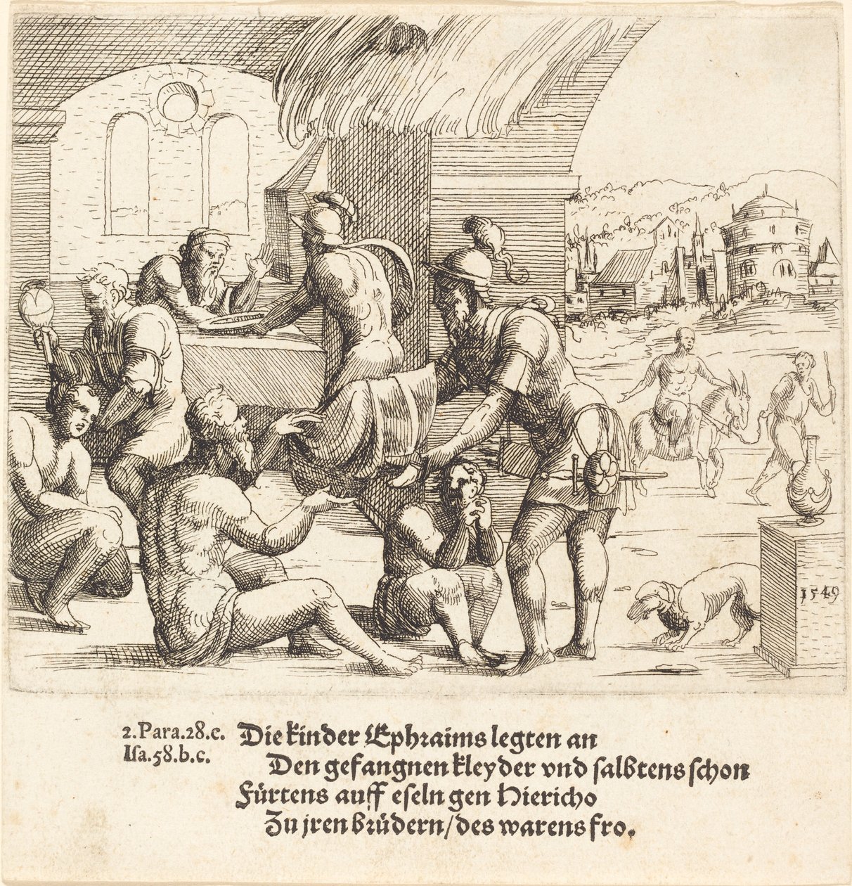 The Men of Ephraim Care for their Captives and Return Them to Jericho by Augustin Hirschvogel