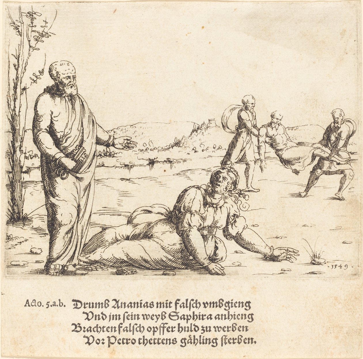 The Punishment of Ananias and Sapphira, 1549 by Augustin Hirschvogel