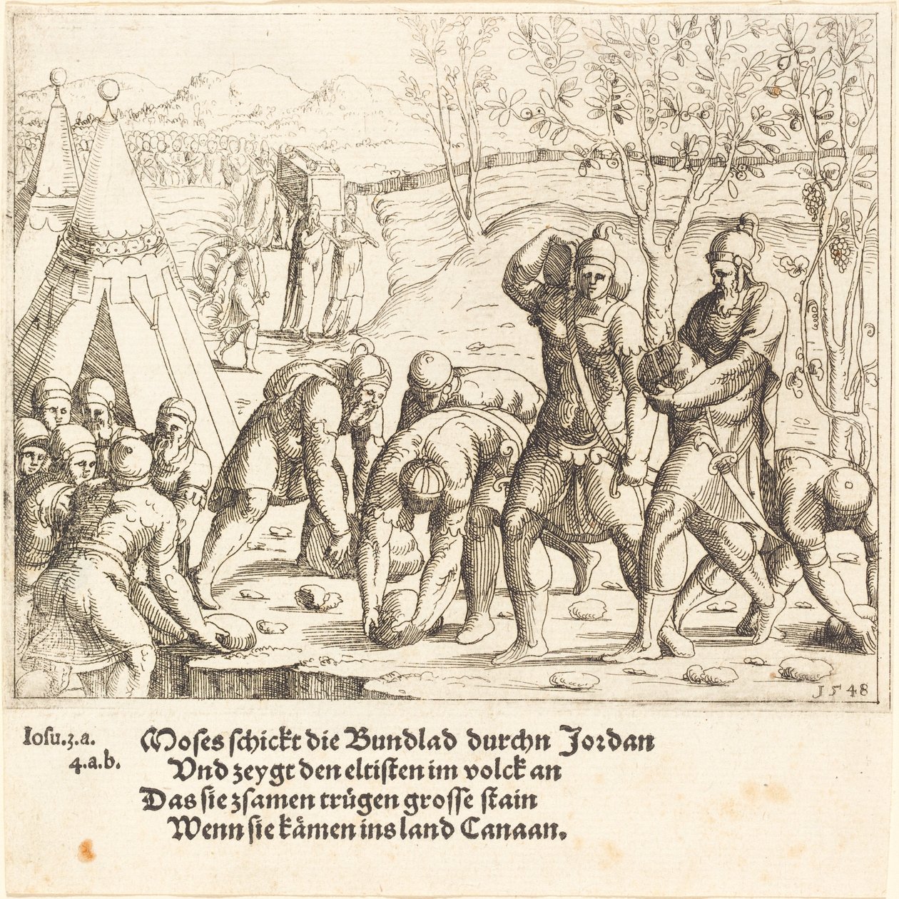 The Twelve Stones, and the Waters of the Jordan are Divided by Augustin Hirschvogel