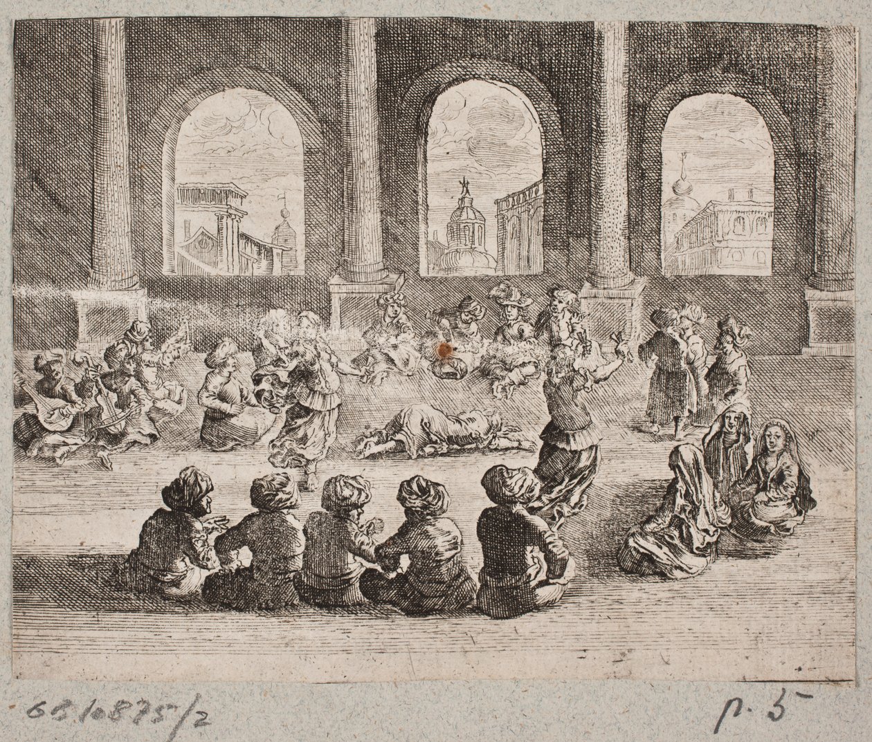 Oriental Palace Interior with a Company Entertained by Dancers by Augustin John