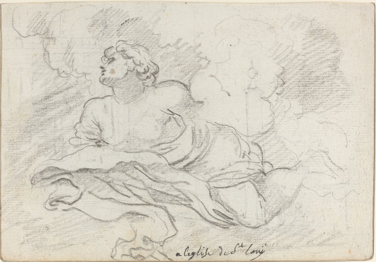 Angel from the Assumption (recto) by Augustin Pajou after Charles Mellin