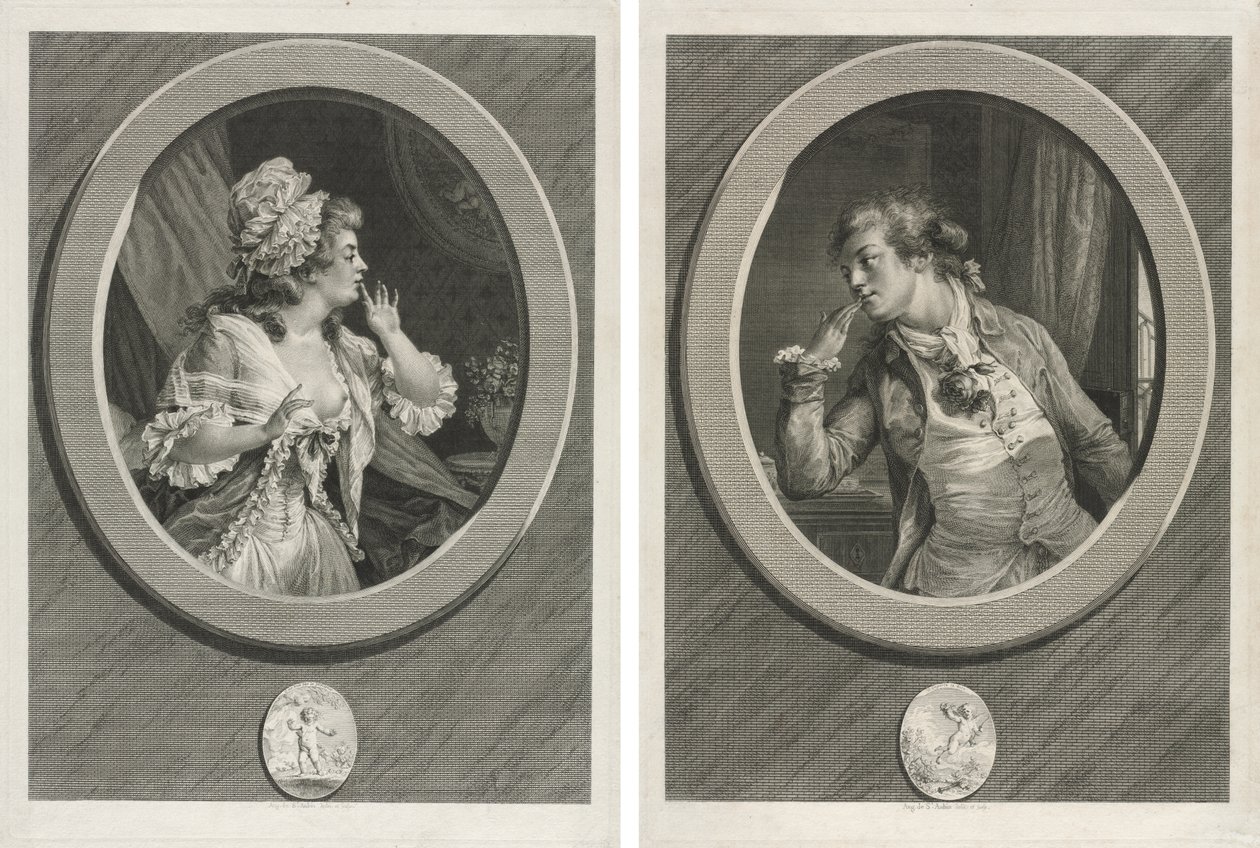 At Least Be Discreet and You May Count on Me (pair) by Augustin de Saint-Aubin