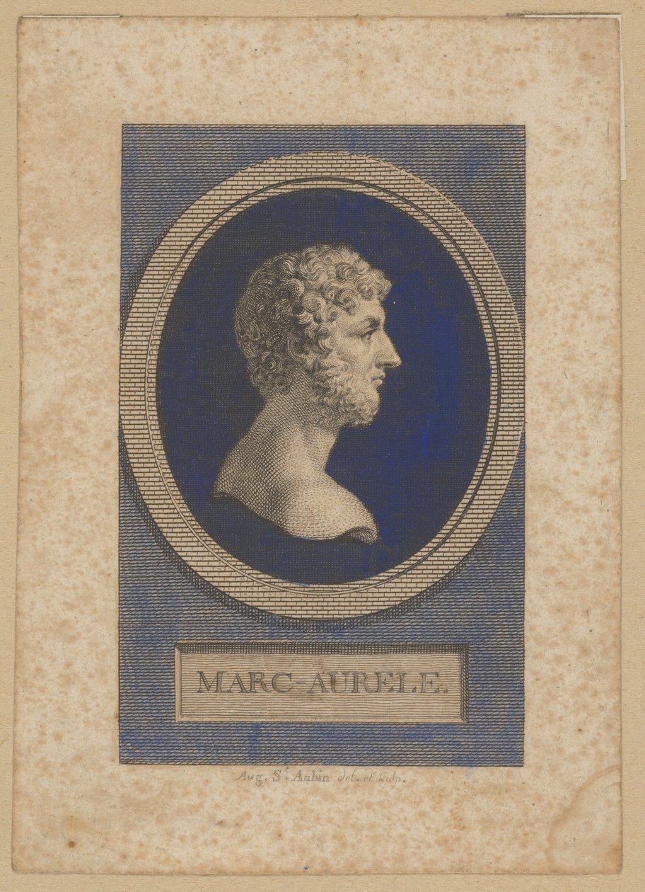 Marcus Aurelius Antoninus, Roman emperor from 161-180, writer and philosopher (Marcus Aurelius Antoninus, Marcus Annius Aurelius Verus, 121 Rome - 180 Vindobona) by Augustin de Saint-Aubin