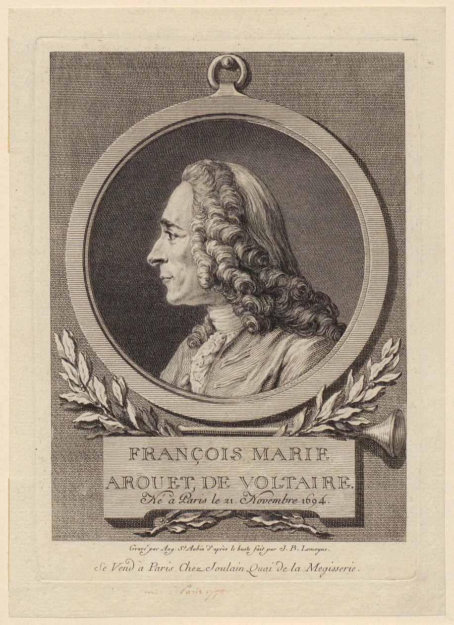 Portrait of François Marie Arouet de Voltaire by Augustin de Saint-Aubin