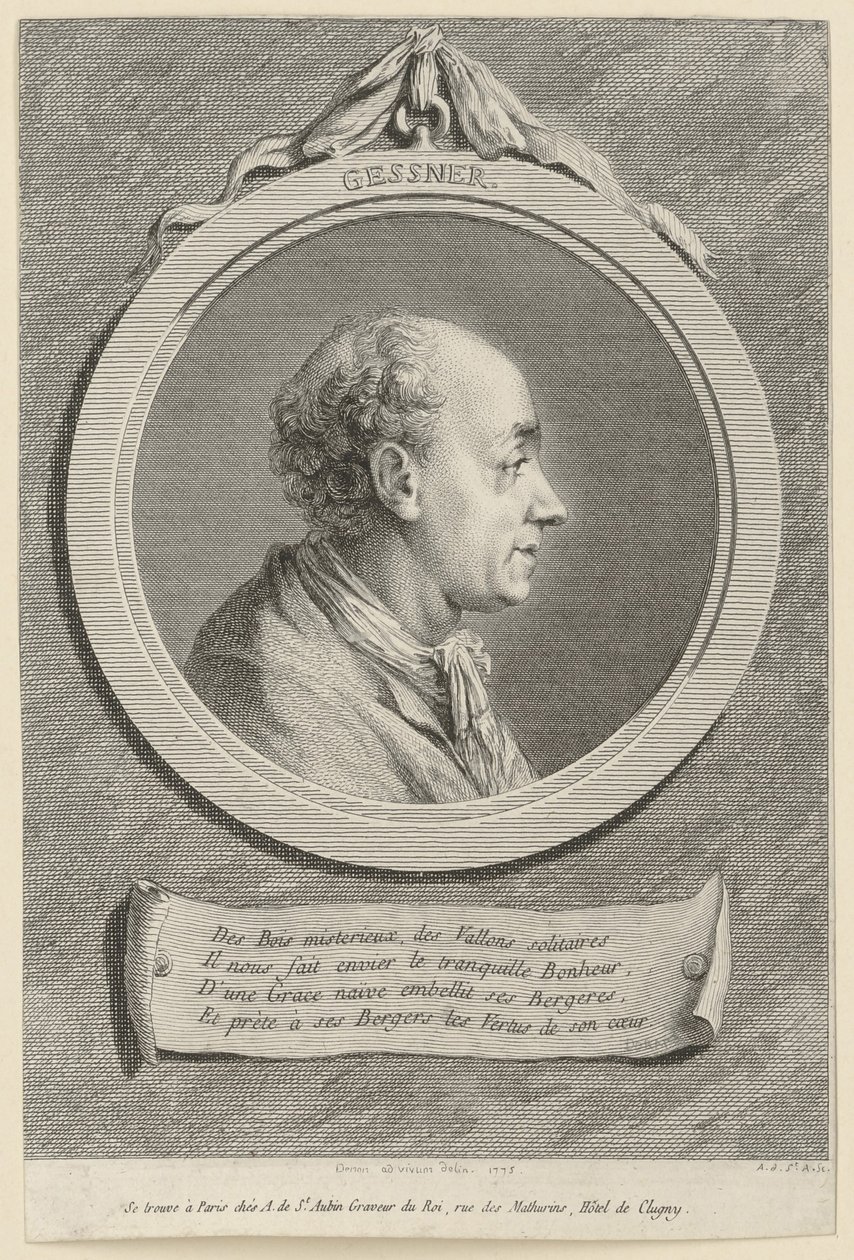 Portrait of Salomon Gessner by Augustin de Saint-Aubin
