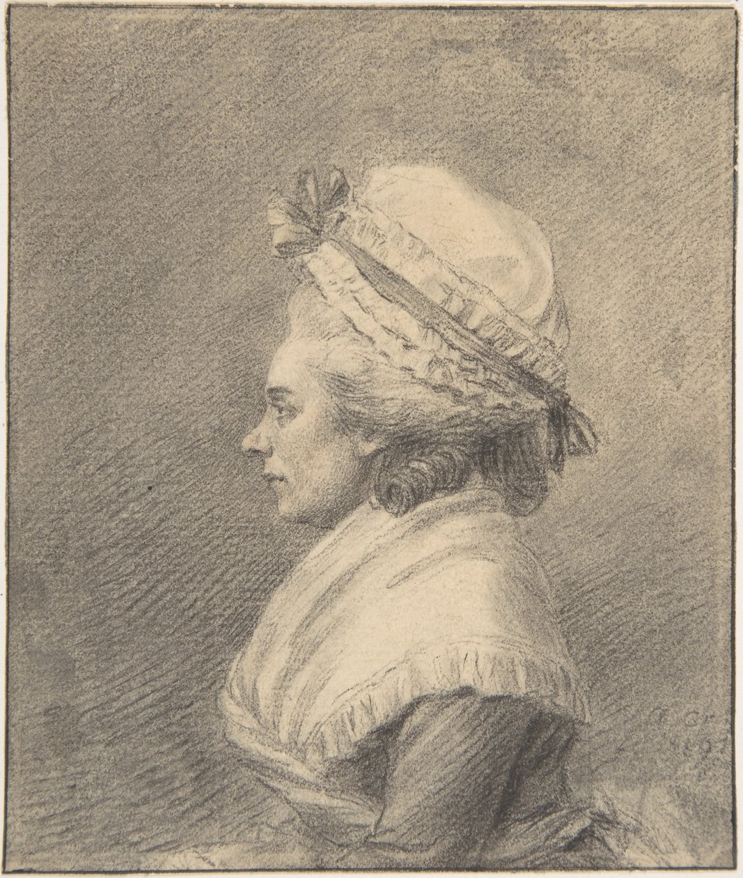 Profile of a Lady in a Bonnet by Augustin de Saint-Aubin