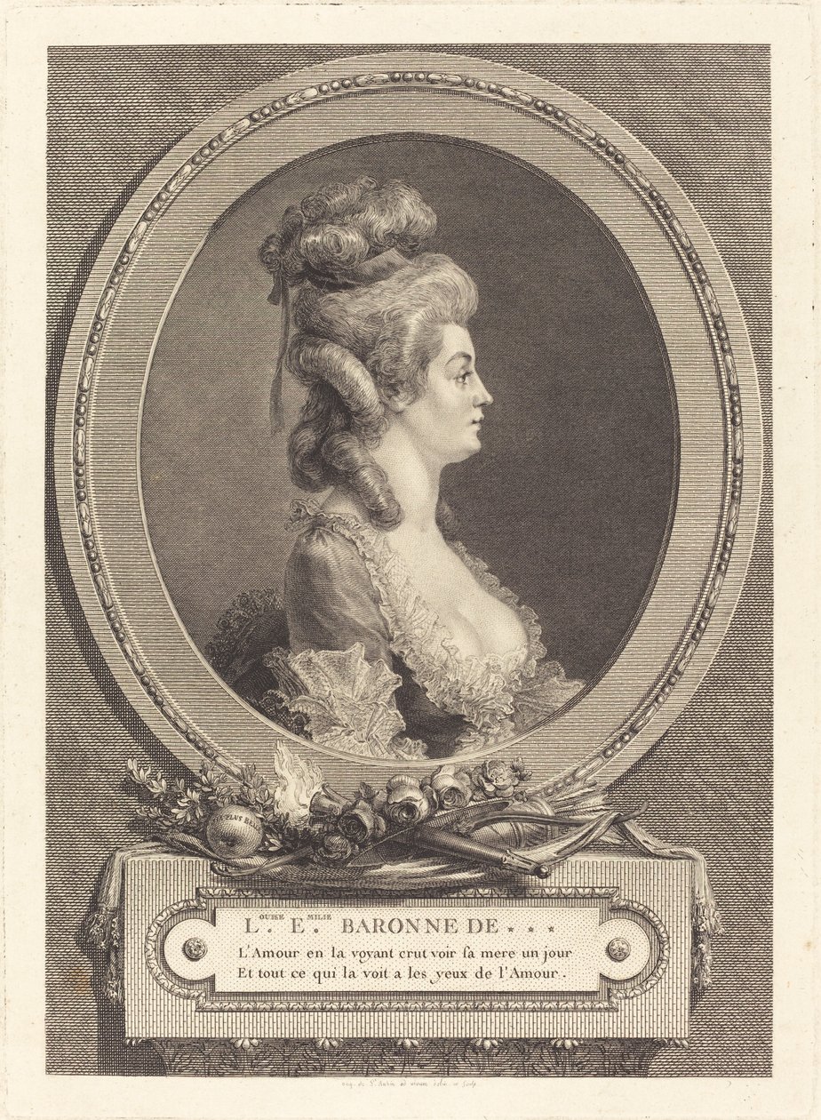 Louise Emilie Baroness of *** by Augustin de Saint Aubin