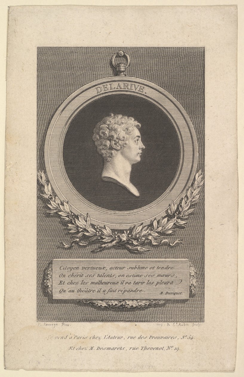 Portrait of De Larive by Augustin de Saint Aubin