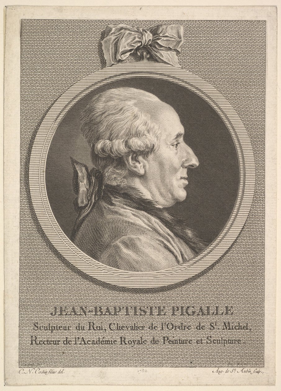 Portrait of Jean-Baptiste Pigalle by Augustin de Saint Aubin