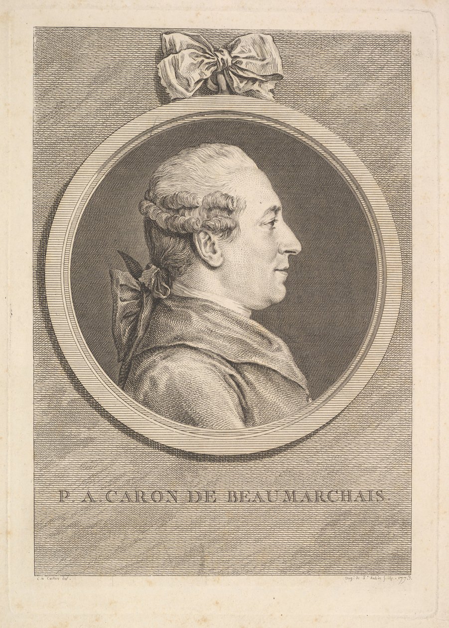 Portrait of P.A. Caron de Beaumarchais by Augustin de Saint Aubin