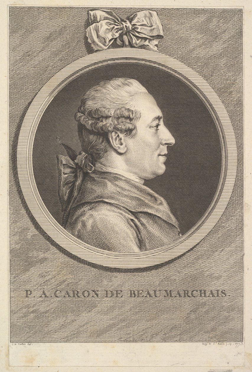 Portrait of P. A. Caron de Beaumarchais by Augustin de Saint Aubin