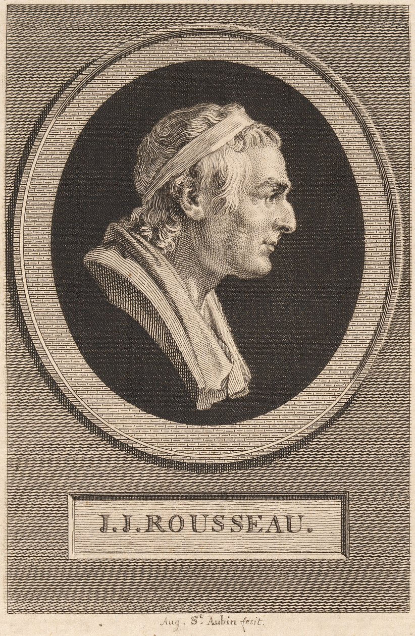 Jean-Jacques Rousseau by Augustin de Saint Aubin after Jean Antoine Houdon