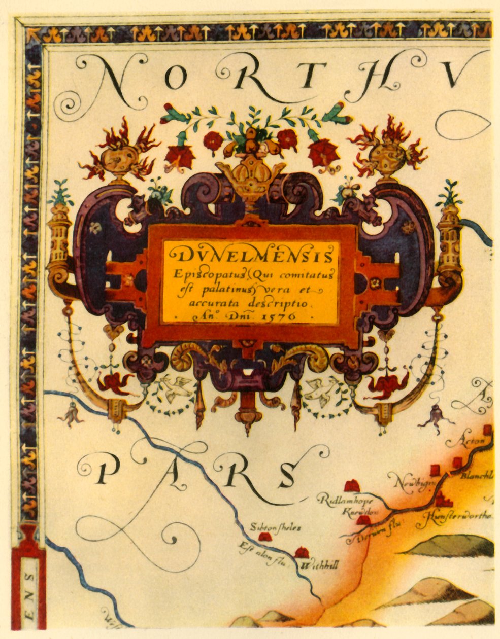 Cartouche by A. Ryther on Saxton