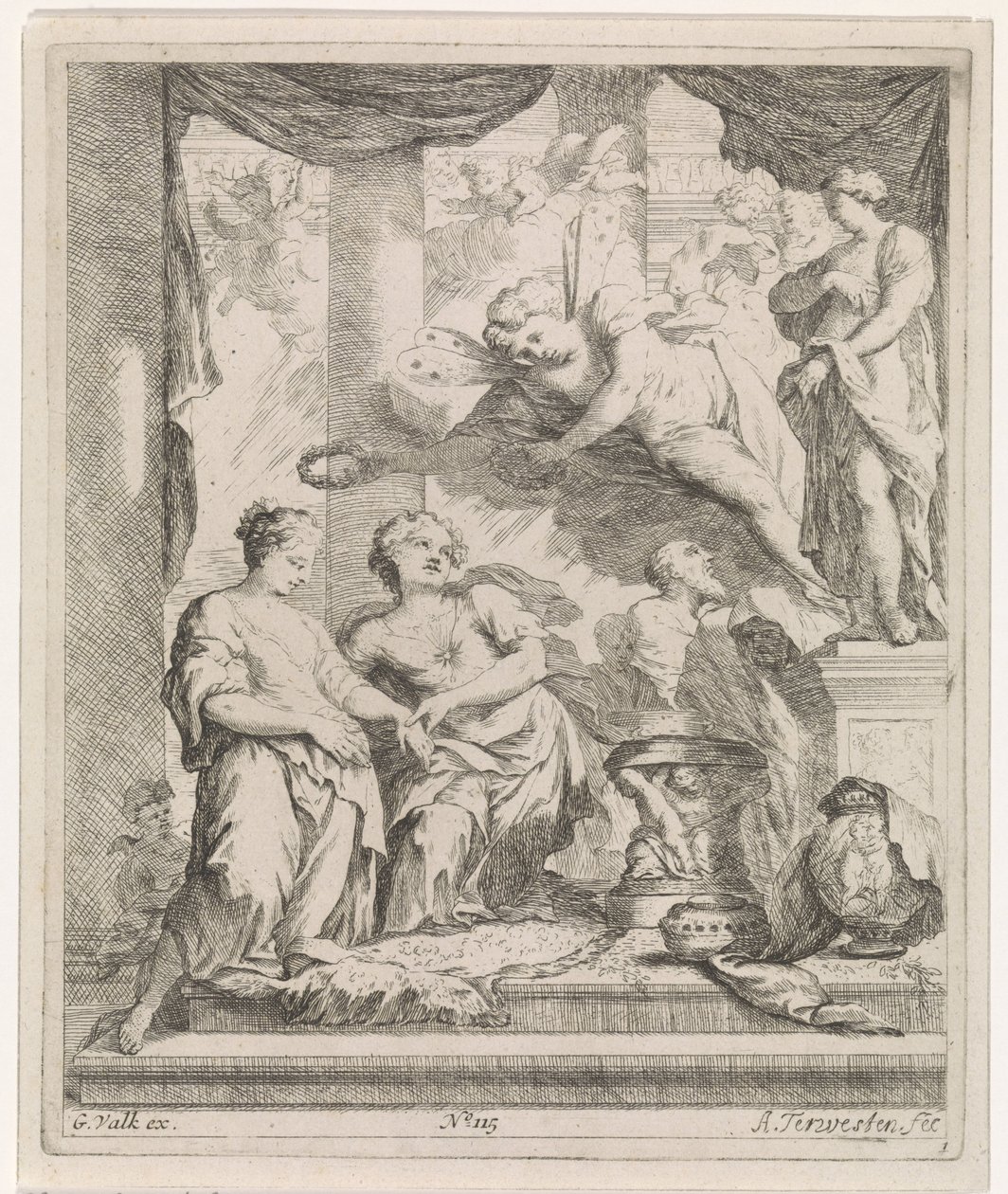 Man and Woman Crowned by Love in Front of an Altar by Augustinus Terwesten (I)