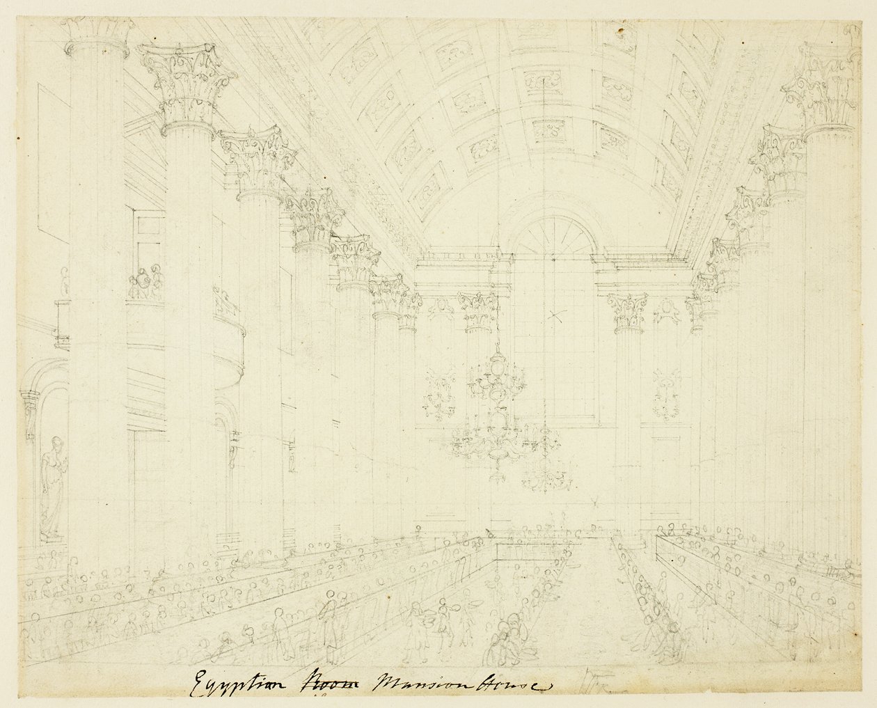 Study for Egyptian Hall Mansion House, from Microcosm of London by Augustus Charles Pugin